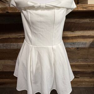 Thatsofetch Off-Shoulder White Fit & Flare Dress NWT